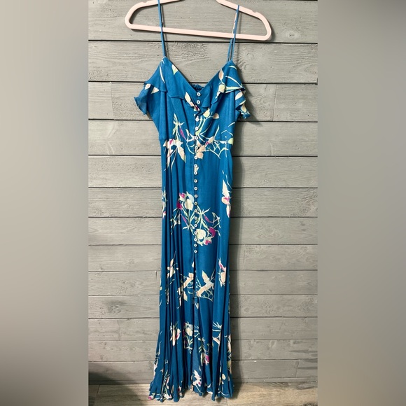 NWT Kimchi Blue Urban Outfitters La Playa Teal Floral Maxi Dress Sz 10 - Picture 4 of 15